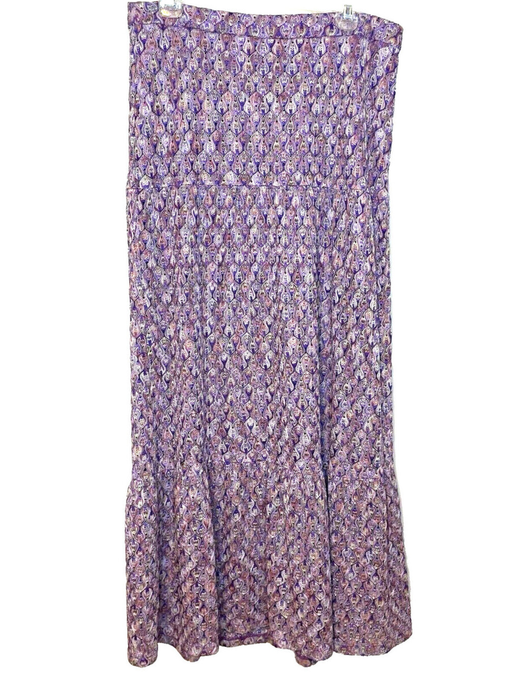 Trina Turk Crochet Maxi Skirt Purple Rainbow Multi Size US 10